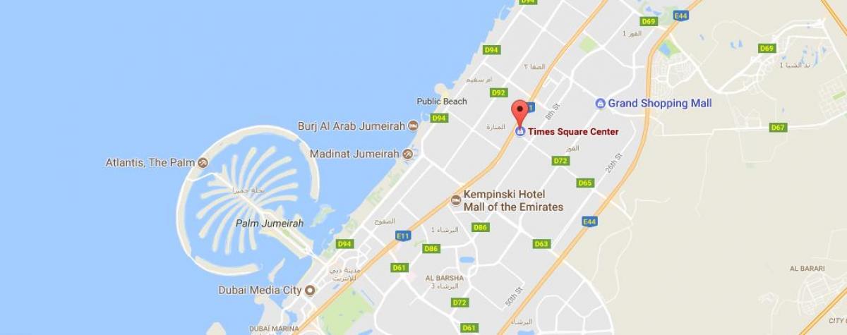 карта на Таймс скуеър Център на Дубай