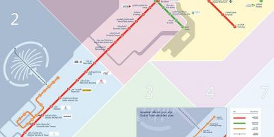 Дубай, карта на метрото с трамвай