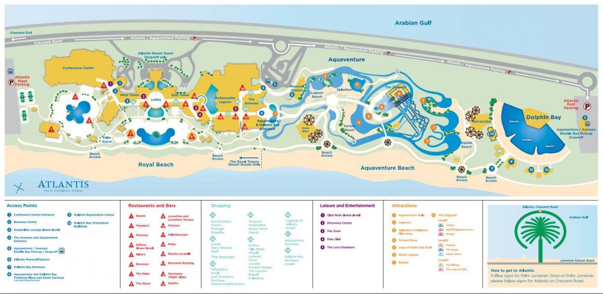 карта на Атлантис в Дубай