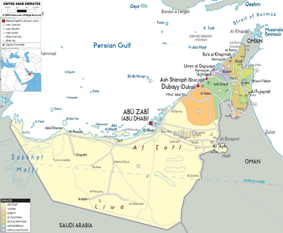 карта на Дубай, Обединени Арабски Емирства