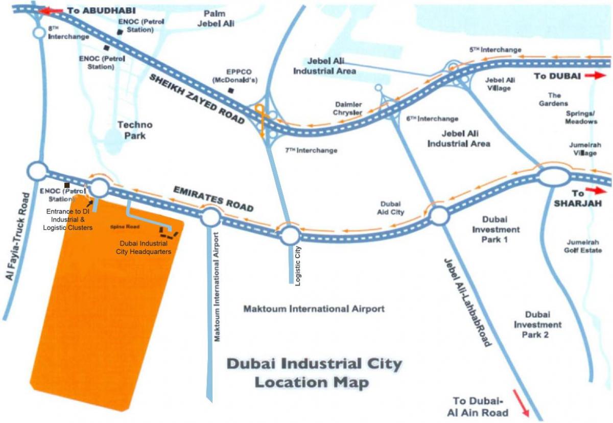 карта на Дубай индустриален град