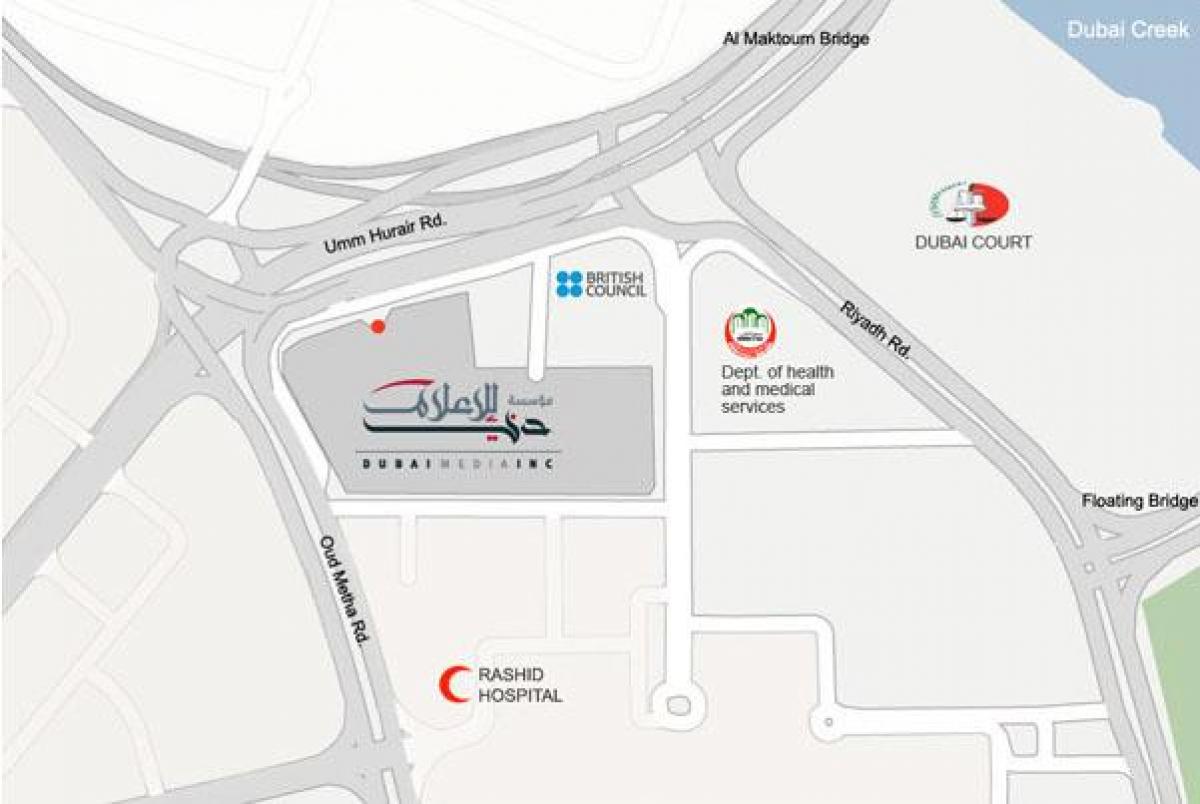 Рашид болница Дубай местоположението на картата
