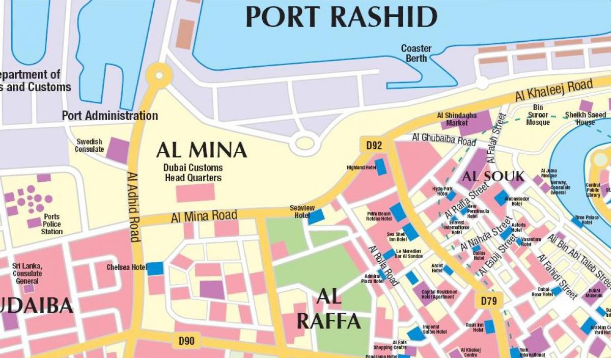 Дубай, карта на пристанището