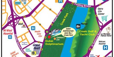 Шоуто на делфините Дубай местоположението на картата