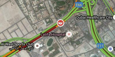 Латифа болница Дубай местоположението на картата